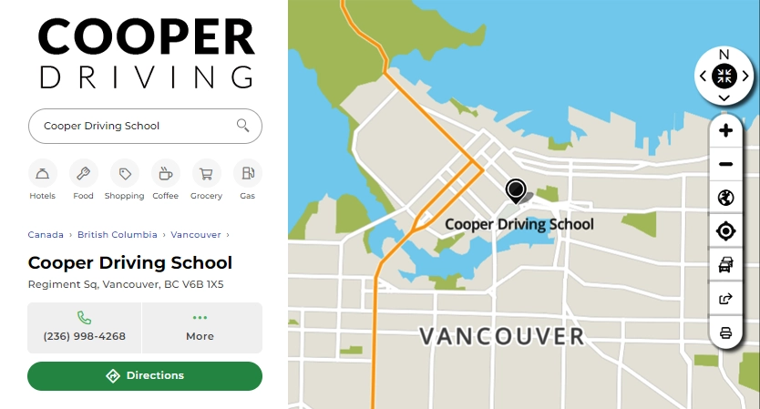 Cooper Driving School Map